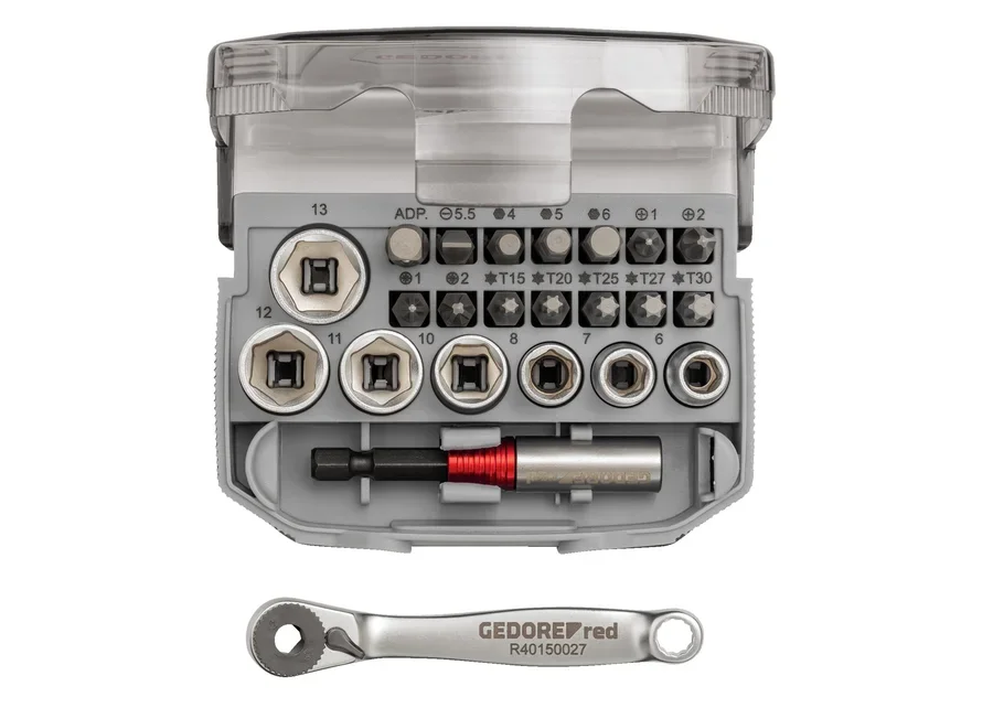 GEDOREred 23-piece 1/4" bit ratchet set with Bit-Fix adapter compact, catalog image
