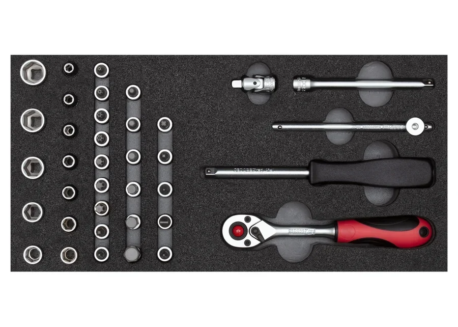 GEDOREred Steckschlüssel-Satz 1/4" im 1/3 Modul, 37-teilig, Katalogbild