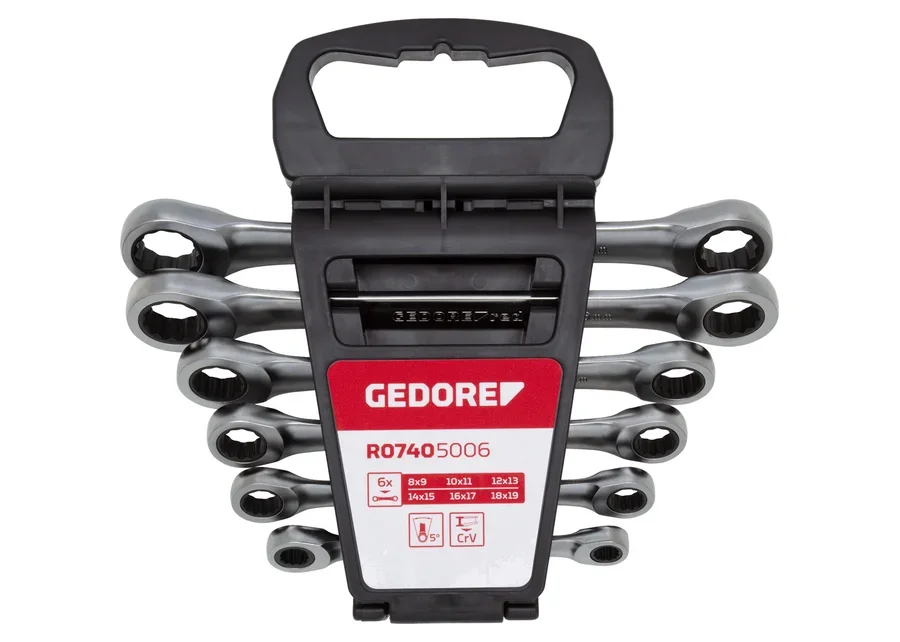 GEDOREred 6-piece straight metric double box-end ratchet wrench set, catalog image