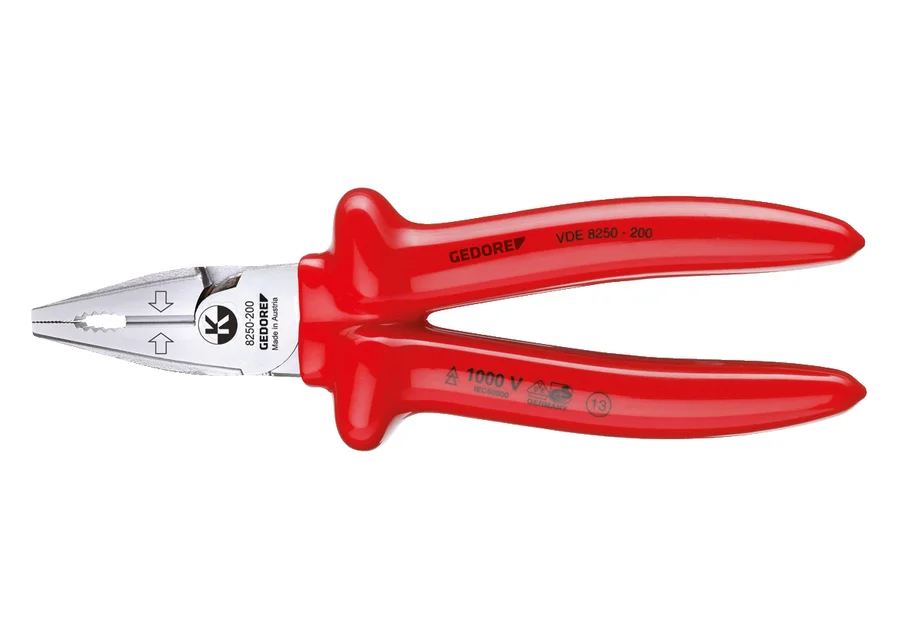 GEDORE VDE heavy-duty combination pliers with dipped insulation, catalog image