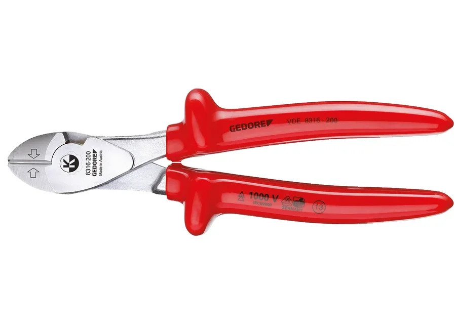 GEDORE VDE heavy-duty side cutters with dipped insulation, catalogue image