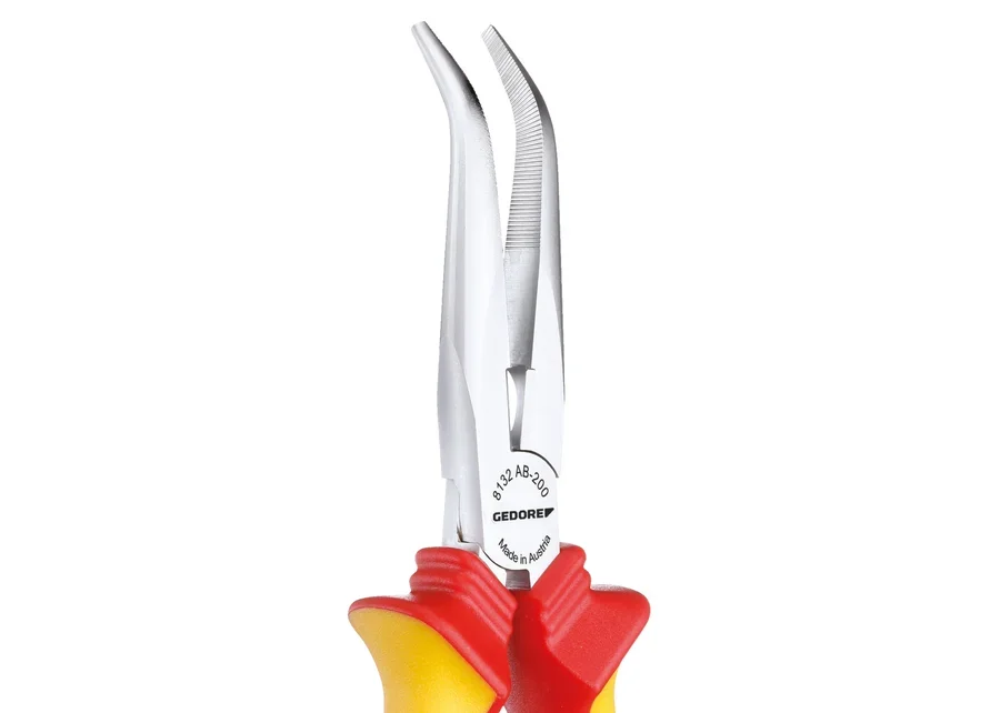 GEDORE VDE angled half-round-nose pliers with sleeve insulation, detail image