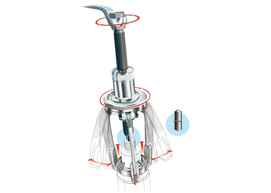 GEDORE Abzieher TWIST + PULL 3-armig, mit Dreharretierung, Anwendungsbild