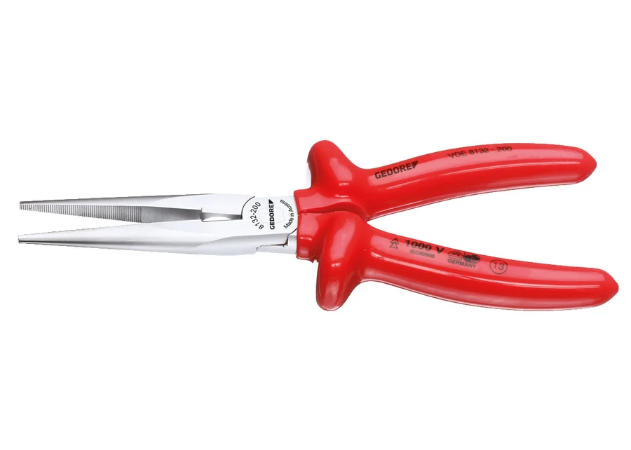 GEDORE straight VDE long-nose pliers with dipped insulation, product image no. 1