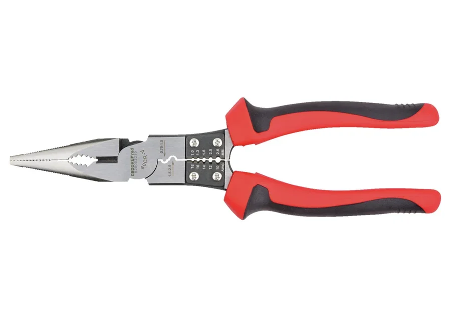 GEDOREred multi-purpose long-nose pliers, catalog image
