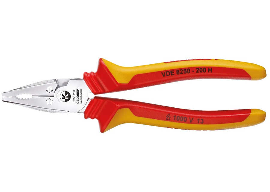 GEDORE VDE heavy-duty combination pliers with sleeve insulation, catalog image