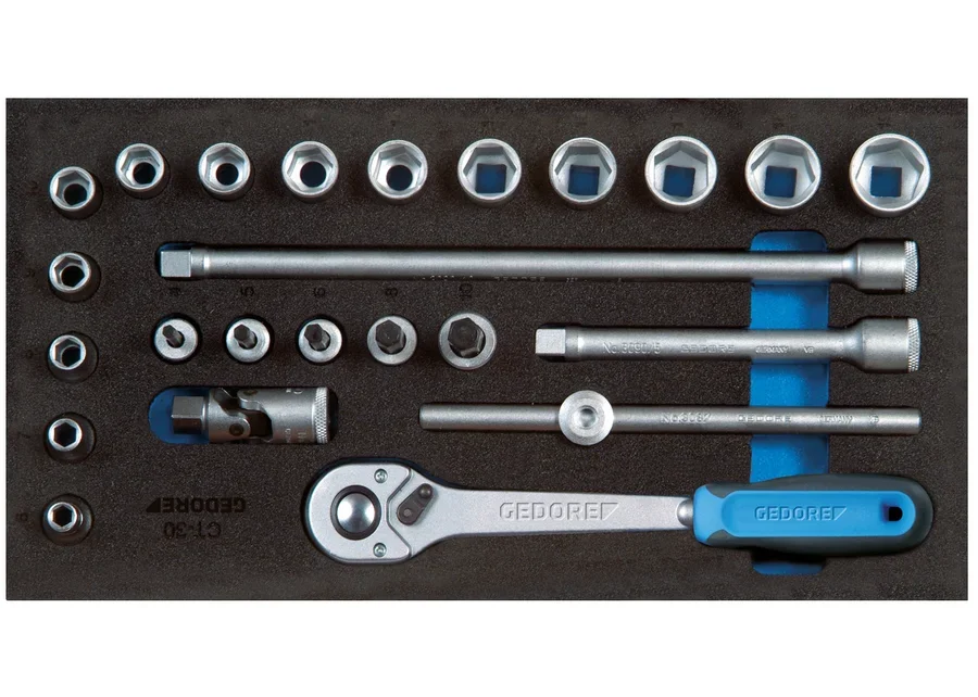 GEDORE 3/8" socket wrench set in 1/3 Check-Tool module, catalogue image