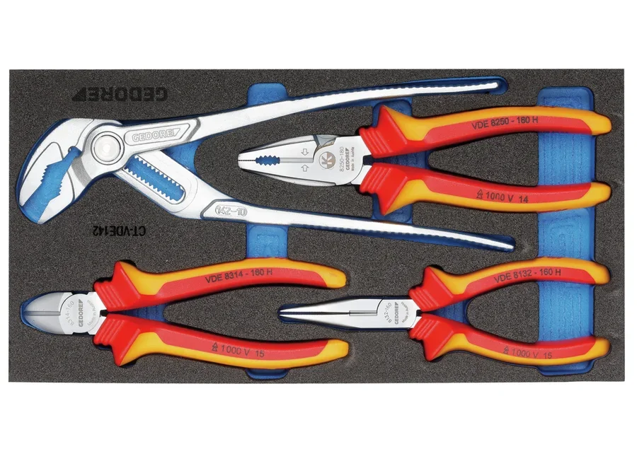 GEDORE VDE pliers assortment in 1/3 Check-Tool module, catalog image