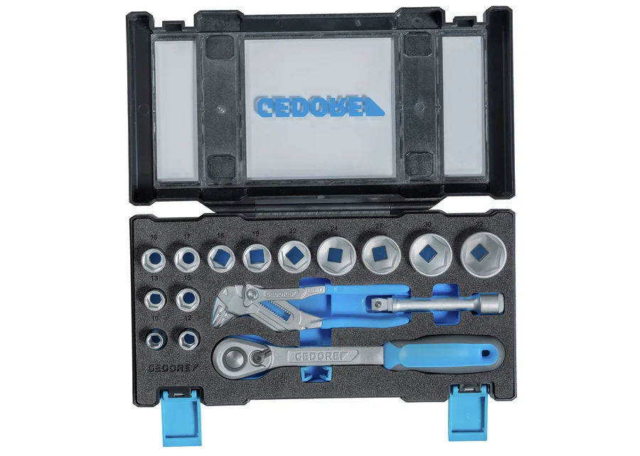 GEDORE socket set with pliers wrench, catalog image