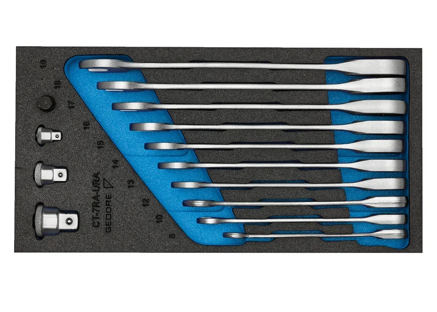 GEDORE open-end wrench set with ring ratchet in 1/3 Check-Tool module, catalogue image no. 2