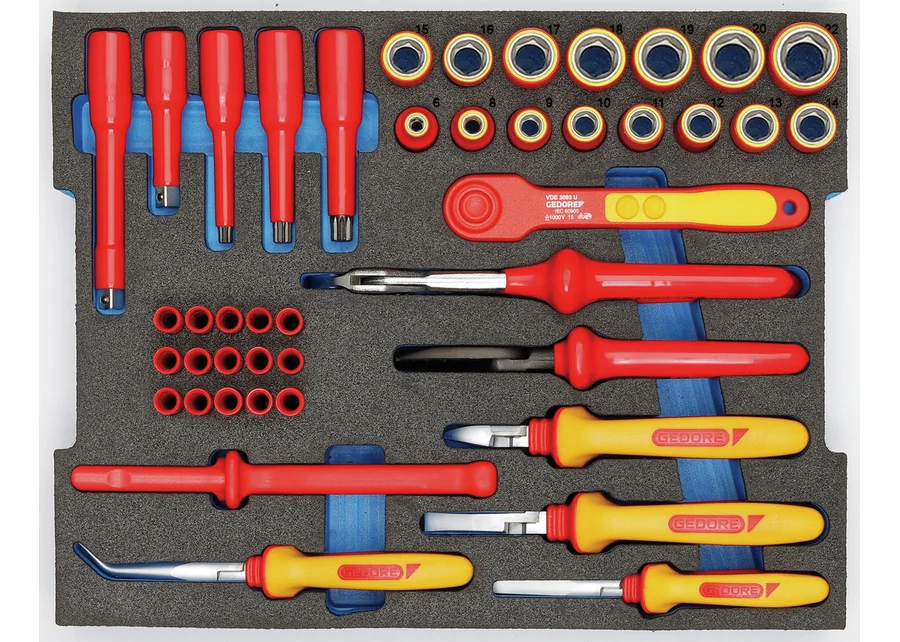 GEDORE HYBRID VDE tool assortment + extension, 63-piece, detail image
