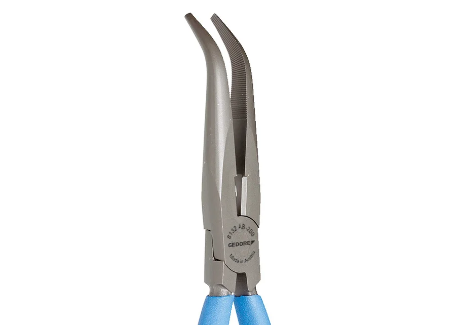 GEDORE angled long-nose pliers with cutter, serrated, detail image