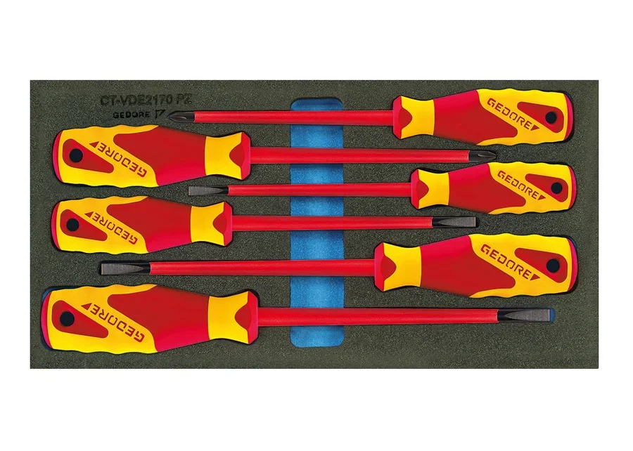 GEDORE VDE screwdriver set in 1/3 Check-Tool module, catalog image