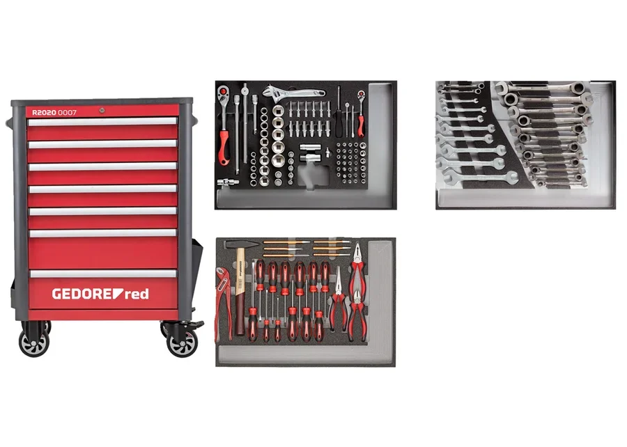 GEDOREred 129-piece tool set in Wingman workshop trolley, catalog image no. 1