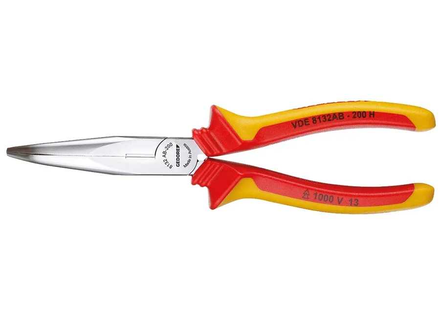 GEDORE VDE angled half-round-nose pliers with sleeve insulation, catalogue image