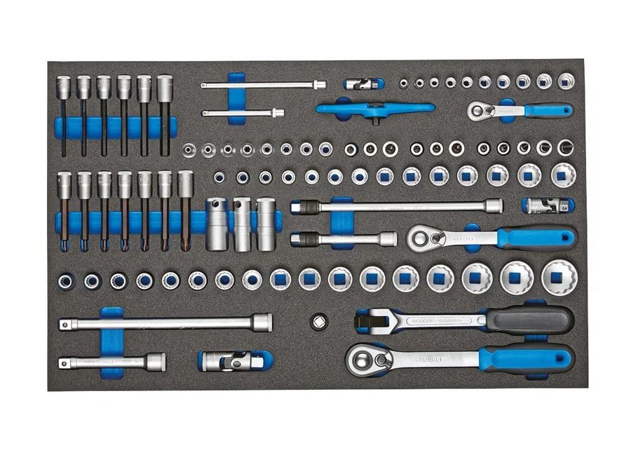 GEDORE 1/4"-3/8"-1/2" socket wrench set in 4/4 Check-Tool module, catalogue image