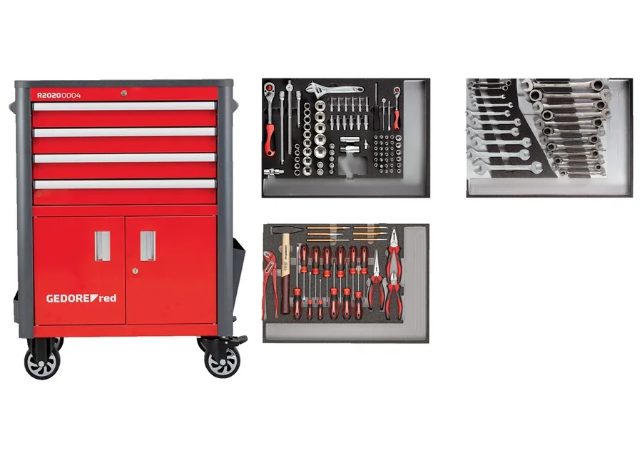 Servante d'atelier GEDOREred WINGMAN avec jeu d'outils de 129 pièces, image catalogue