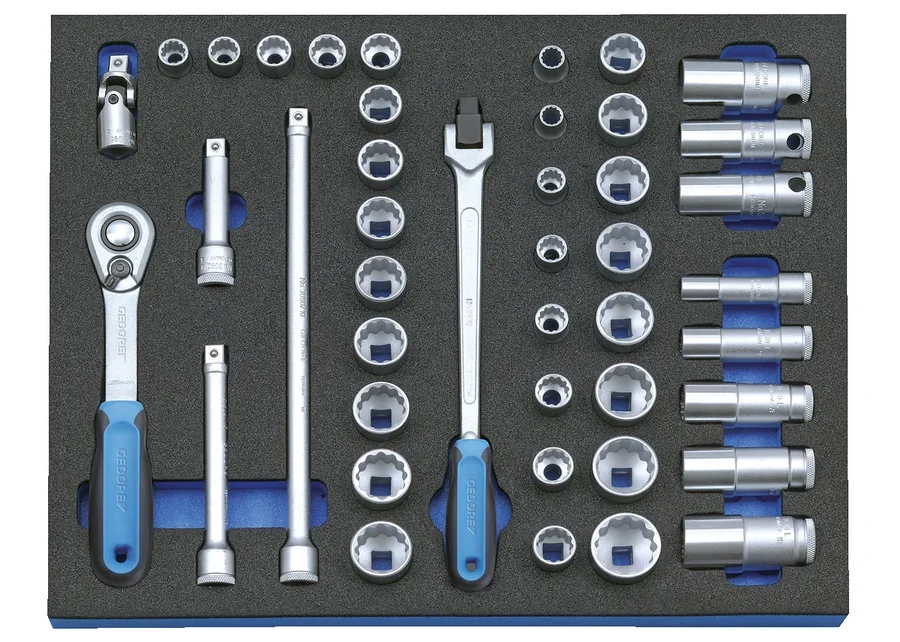 GEDORE 3/8" socket wrench assortment in 2/4 Check-Tool module, catalogue image