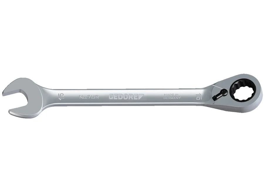 GEDORE reversible open-end wrench with ring ratchet set, 12-piece, product image