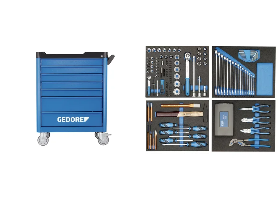 GEDORE Werkzeugwagen workster smartline mit Werkzeugsortiment in CT-Modulen 147-teilig, Katalogbild