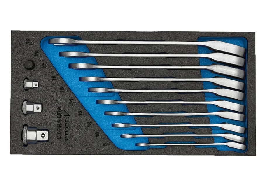 GEDORE reversible open-end wrench set with ring ratchet in 1/3 Check-Tool module, catalogue image no. 1