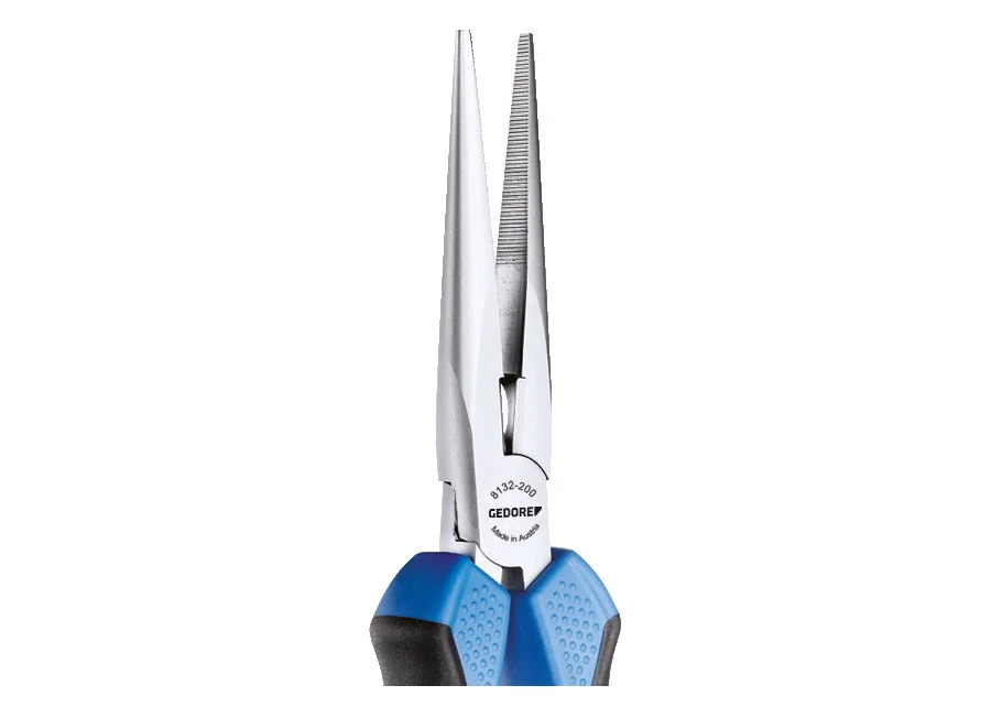 GEDORE straight long-nose pliers with cutter, serrated, detail image