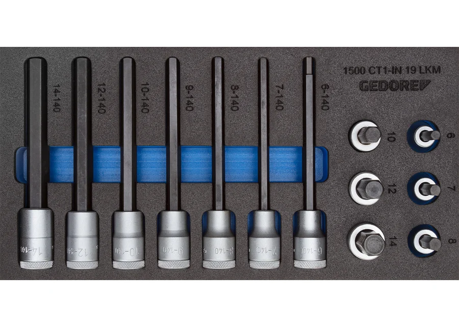 GEDORE 1/2" screwdriver bit socket set in 1/3 Check-Tool module, catalogue image no. 1