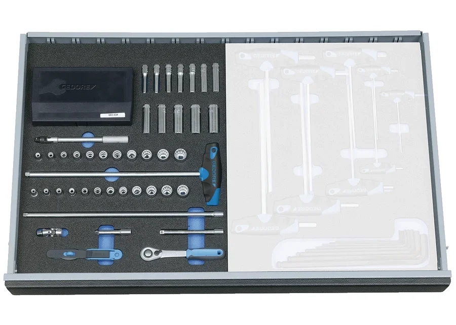 GEDORE Steckschlüssel-Sortiment 1/4" in 2/4 Check-Tool-Modul, Anwendungsbild
