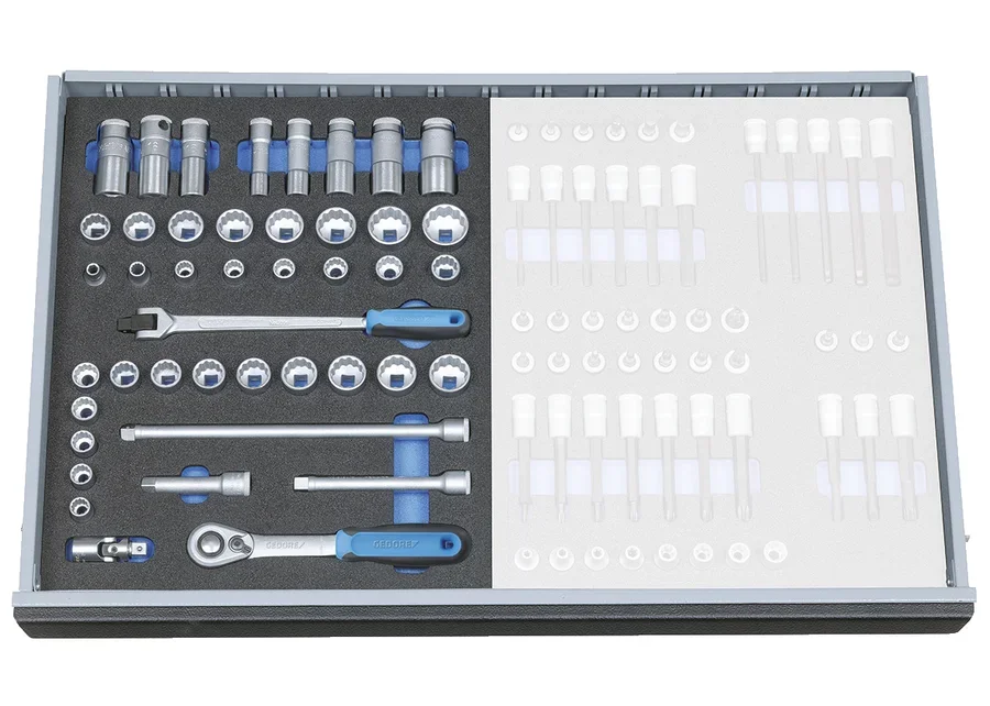 GEDORE Steckschlüssel-Sortiment 3/8" in 2/4 Check-Tool-Modul, Anwendungsbild
