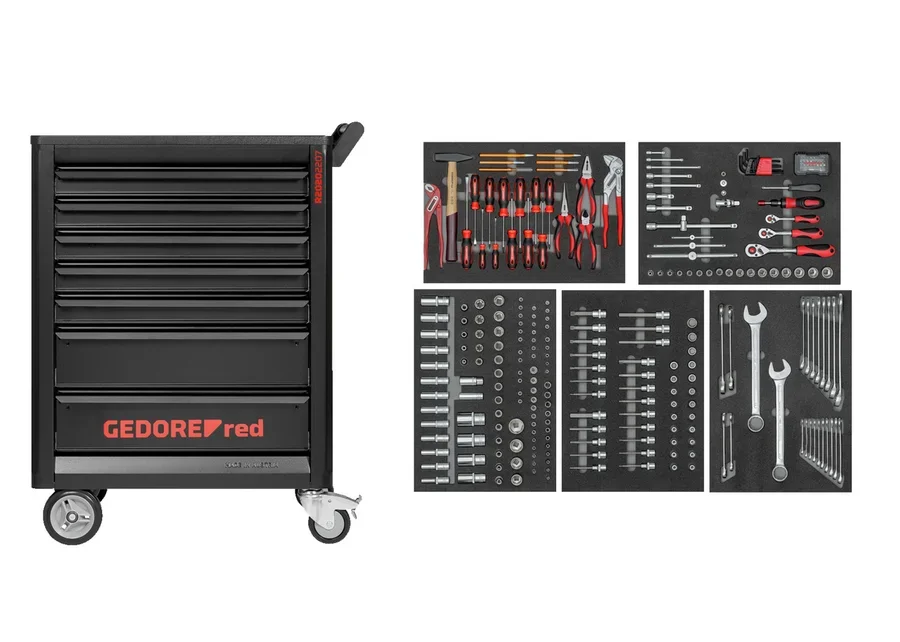 GEDOREred 273-piece tool set in GEDMaster workshop trolley, catalog image