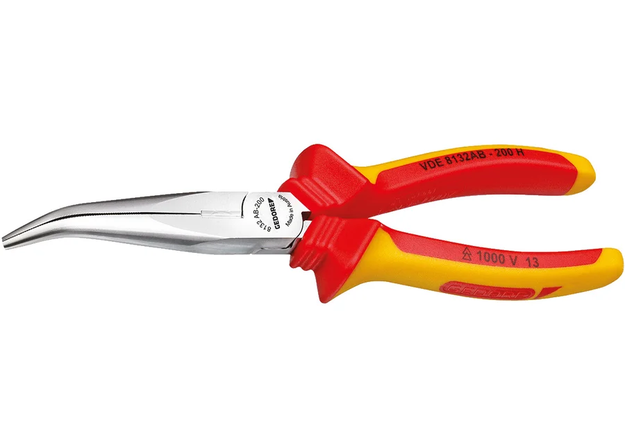 GEDORE angled VDE long-nose pliers with sleeve insulation, product image no. 1